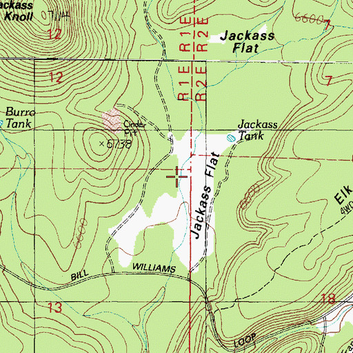 Topographic Map of Jackass Flat, AZ