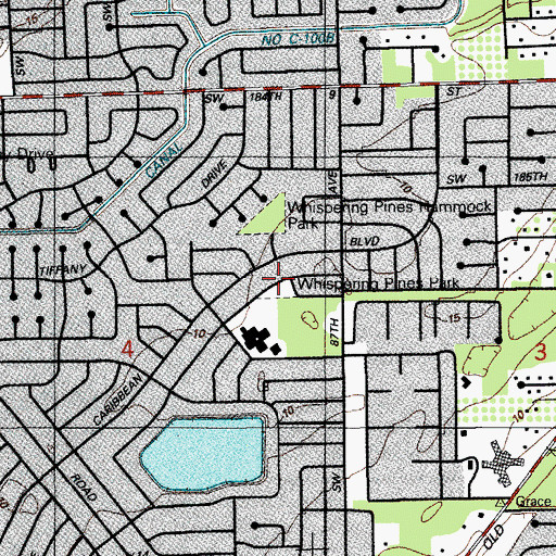 Topographic Map of Whispering Pines Hammock Park, FL