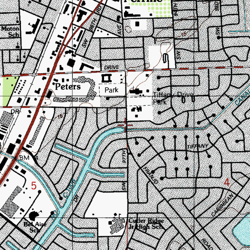 Topographic Map of Cutler Drain Canal C-100B, FL