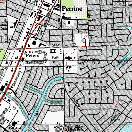 Topographic Map of Tiffany Drive Park, FL