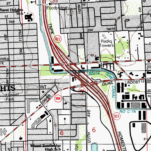 Topographic Map of South Miami Heights Church, FL