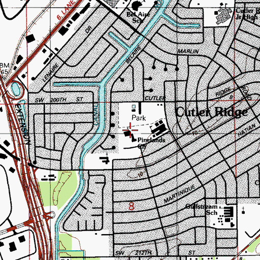 Topographic Map of Pinelands Church, FL