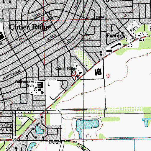 Topographic Map of Cutler Ridge Methodist Church, FL