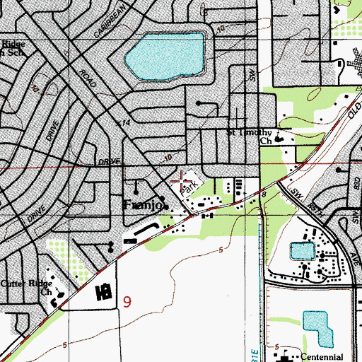 Topographic Map of Franjo Park, FL