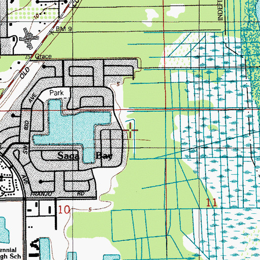 Topographic Map of Saga Bay, FL