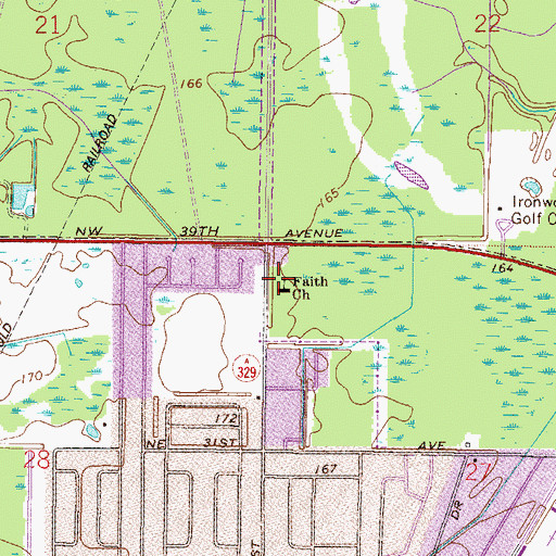 Topographic Map of Faith United Methodist Church, FL