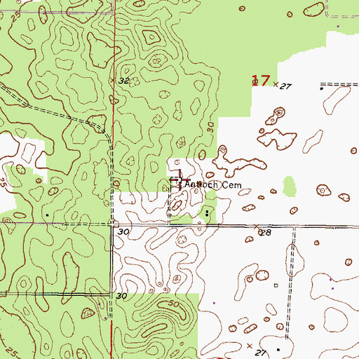 Topographic Map of Antioch Cemetery, FL