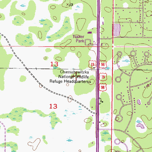 Topographic Map of Chassahowitzka National Wildlife Refuge Headquarters, FL