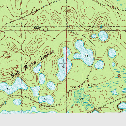 Topographic Map of Bob Russ Lakes, FL
