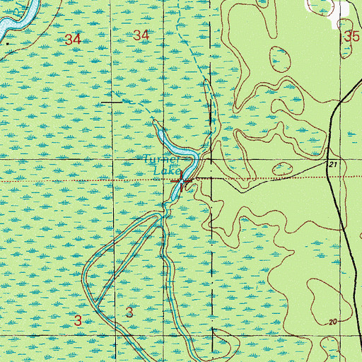 Topographic Map of Turner Lake, FL