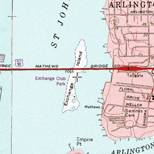 Topographic Map of Exchange Island, FL
