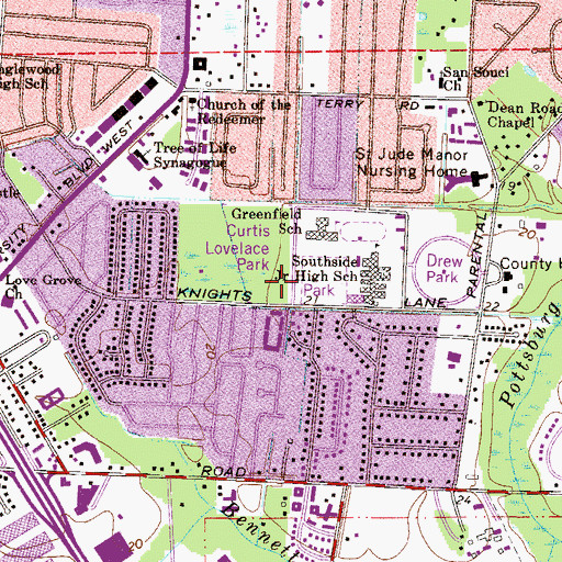 Topographic Map of Curtis Lovelace Park, FL