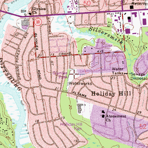 Topographic Map of Glynlea Park, FL