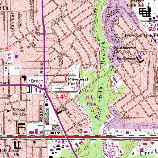 Topographic Map of Memorial Park, FL