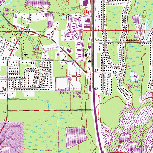 Topographic Map of Brackridge Park, FL
