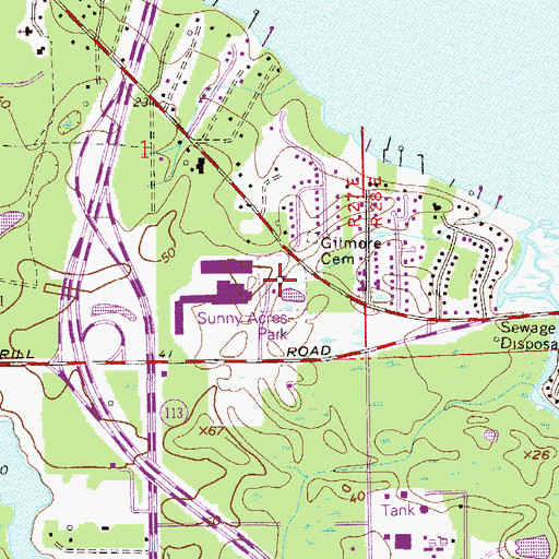 Topographic Map of Sunny Acres Park, FL