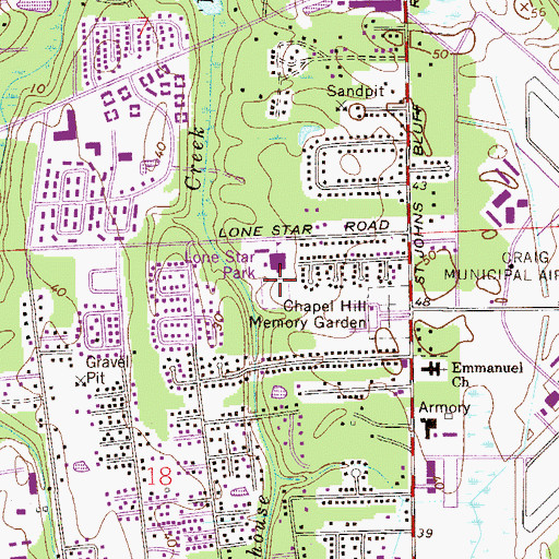 Topographic Map of Lone Star Park, FL