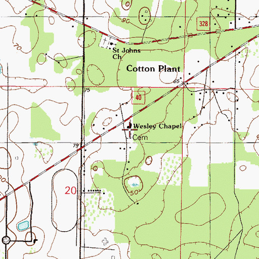 Topographic Map of Wesley Cemetery, FL