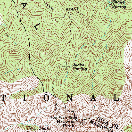 Topographic Map of Jacks Spring, AZ