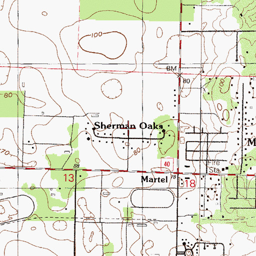 Topographic Map of Sherman Oaks, FL