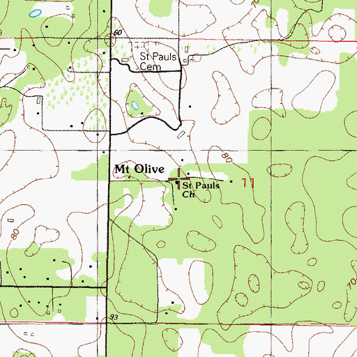 Topographic Map of Saint Pauls Church, FL