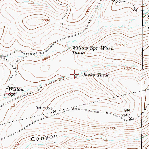 Topographic Map of Jacks Tank, AZ