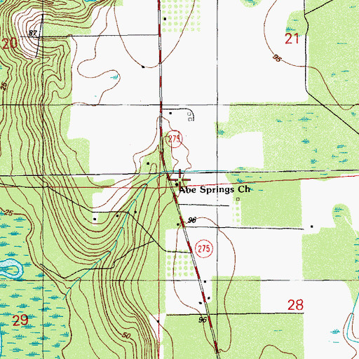 Topographic Map of Abe Springs Church, FL