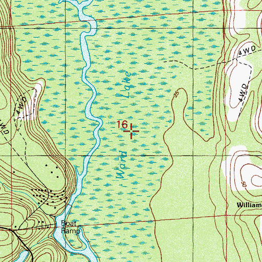 Topographic Map of Ward Lake, FL