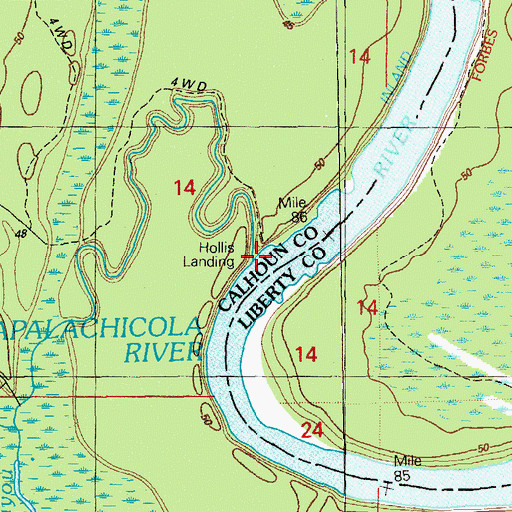 Topographic Map of Hollis Landing, FL