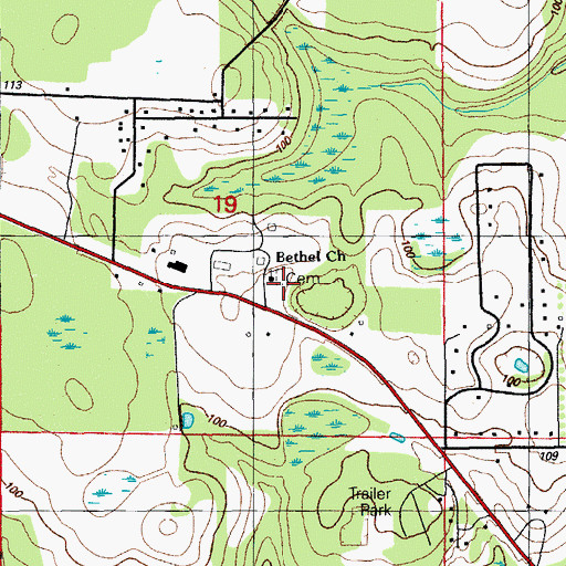 Topographic Map of Bethel Church, FL