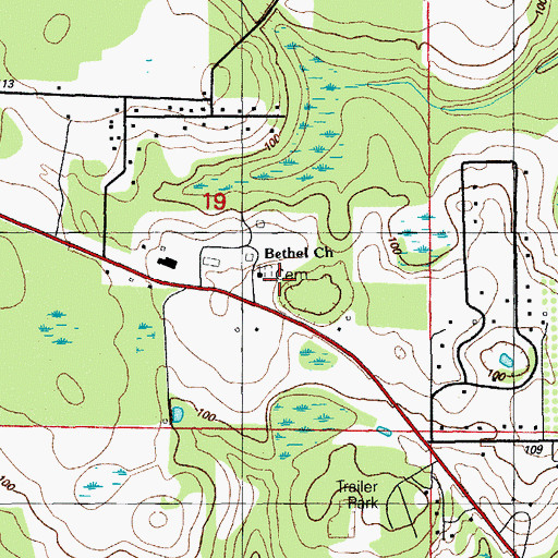 Topographic Map of Bethel Cemetery, FL