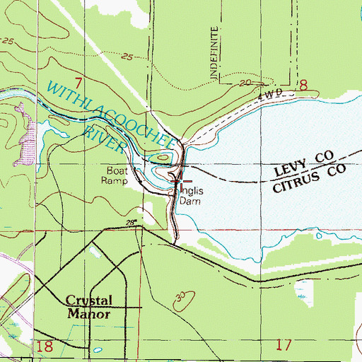 Topographic Map of Inglis Dam, FL
