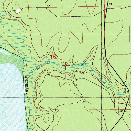 Topographic Map of Brown Creek, FL