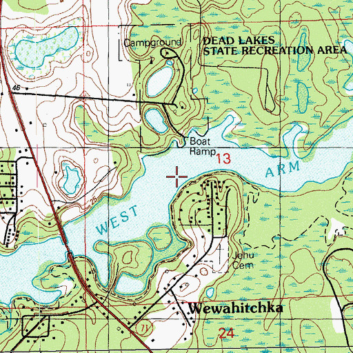 Topographic Map of West Arm of Dead Lakes, FL