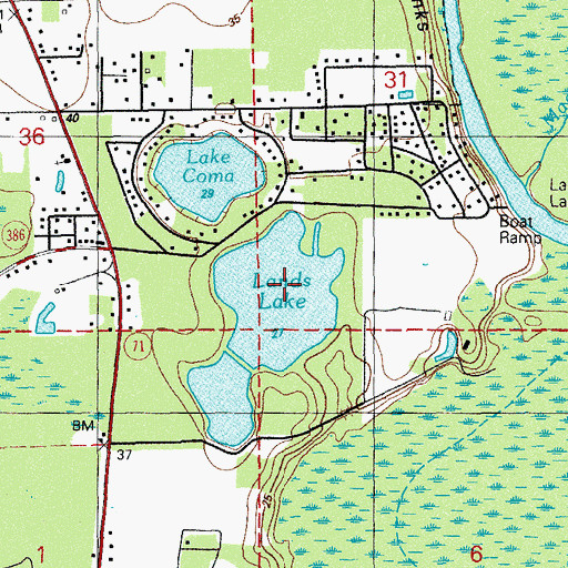 Topographic Map of Lands Lake, FL