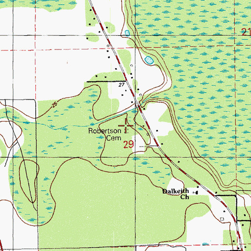 Topographic Map of Robertson Cemetery, FL