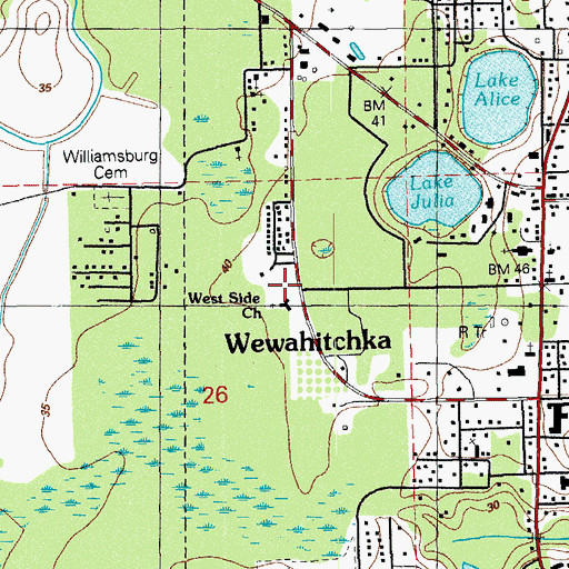 Topographic Map of West Side Church, FL