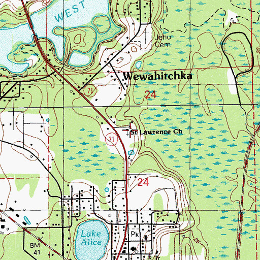 Topographic Map of Saint Lawrence Church, FL