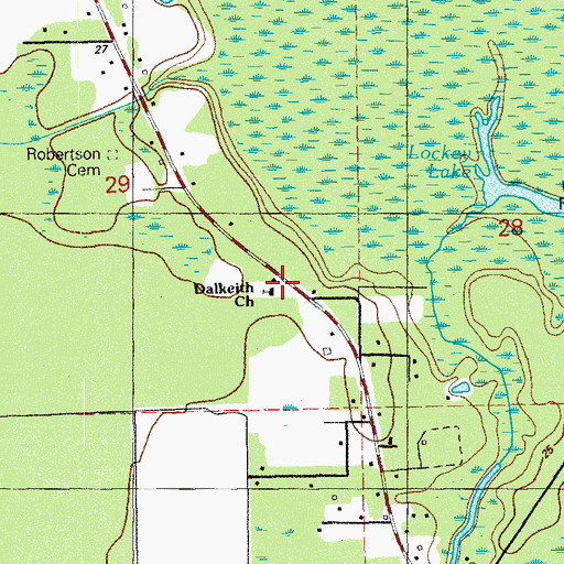 Topographic Map of Dalkeith Church, FL