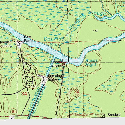 Topographic Map of Listers Landing, FL