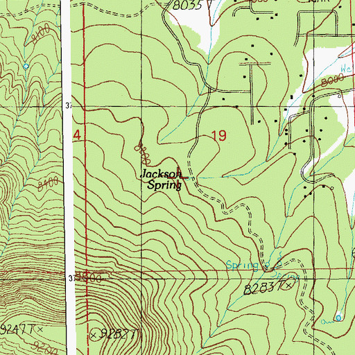 Topographic Map of Jackson Spring, AZ