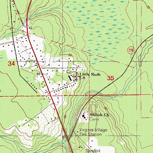 Topographic Map of Little Ruth Church, FL