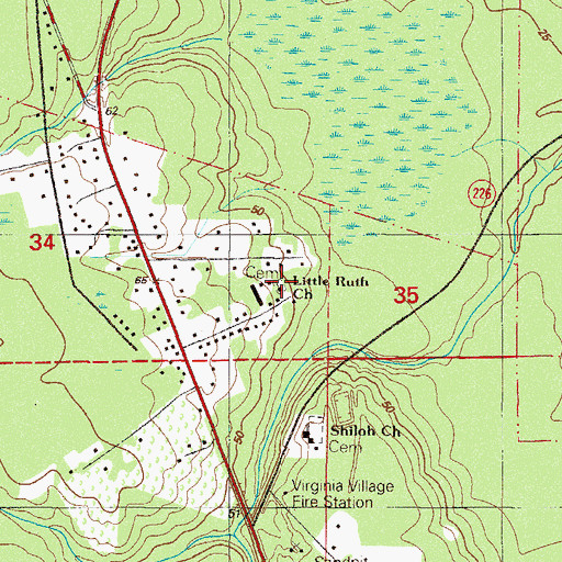 Topographic Map of Little Ruth Cemetery, FL
