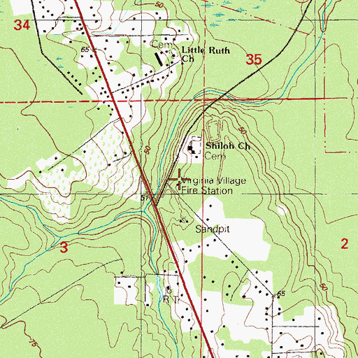 Topographic Map of Clay County Fire Rescue Virginia Village Station 24, FL