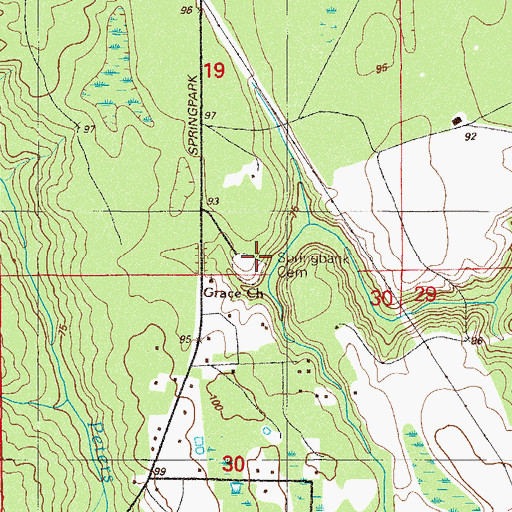 Topographic Map of Springbank Cemetery, FL