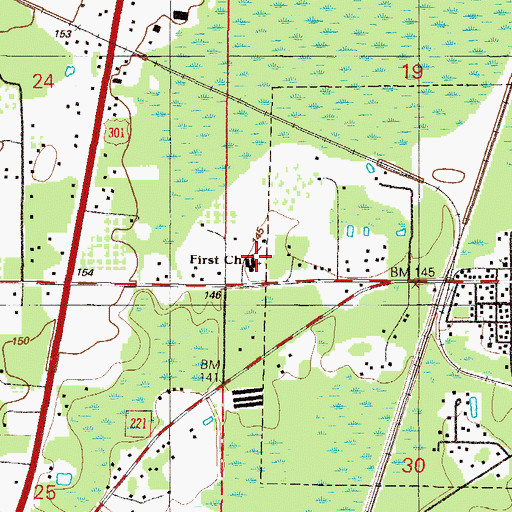 Topographic Map of Hampton Baptist Church, FL