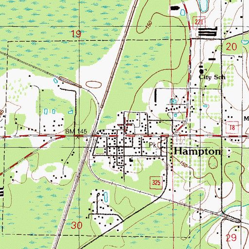 Topographic Map of Hampton Christian Church, FL