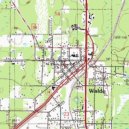 Topographic Map of Saint Pauls Episcopal Church (historical), FL