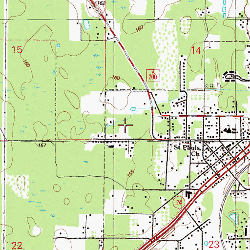 Topographic Map of Waldo Community Center, FL