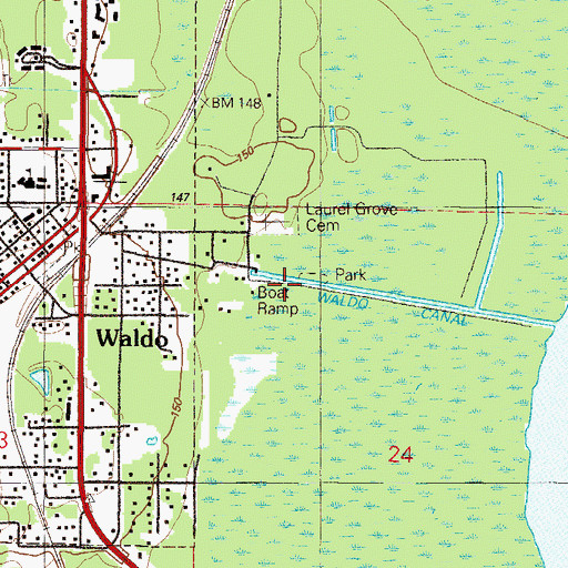 Topographic Map of Laurel Grove Cemetery, FL